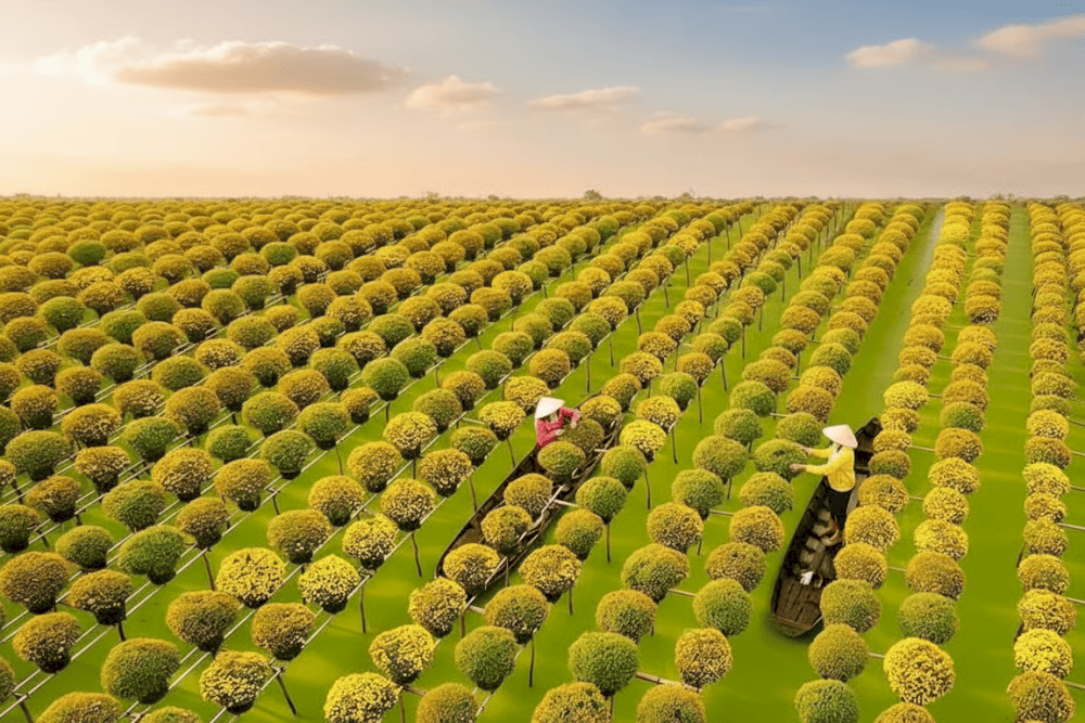 Quá trình chăm sóc hoa trên cao là nét đặc trưng của làng hoa Sa Đéc